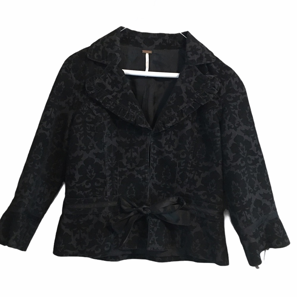 Free People velvet jacquard belted blazer 8